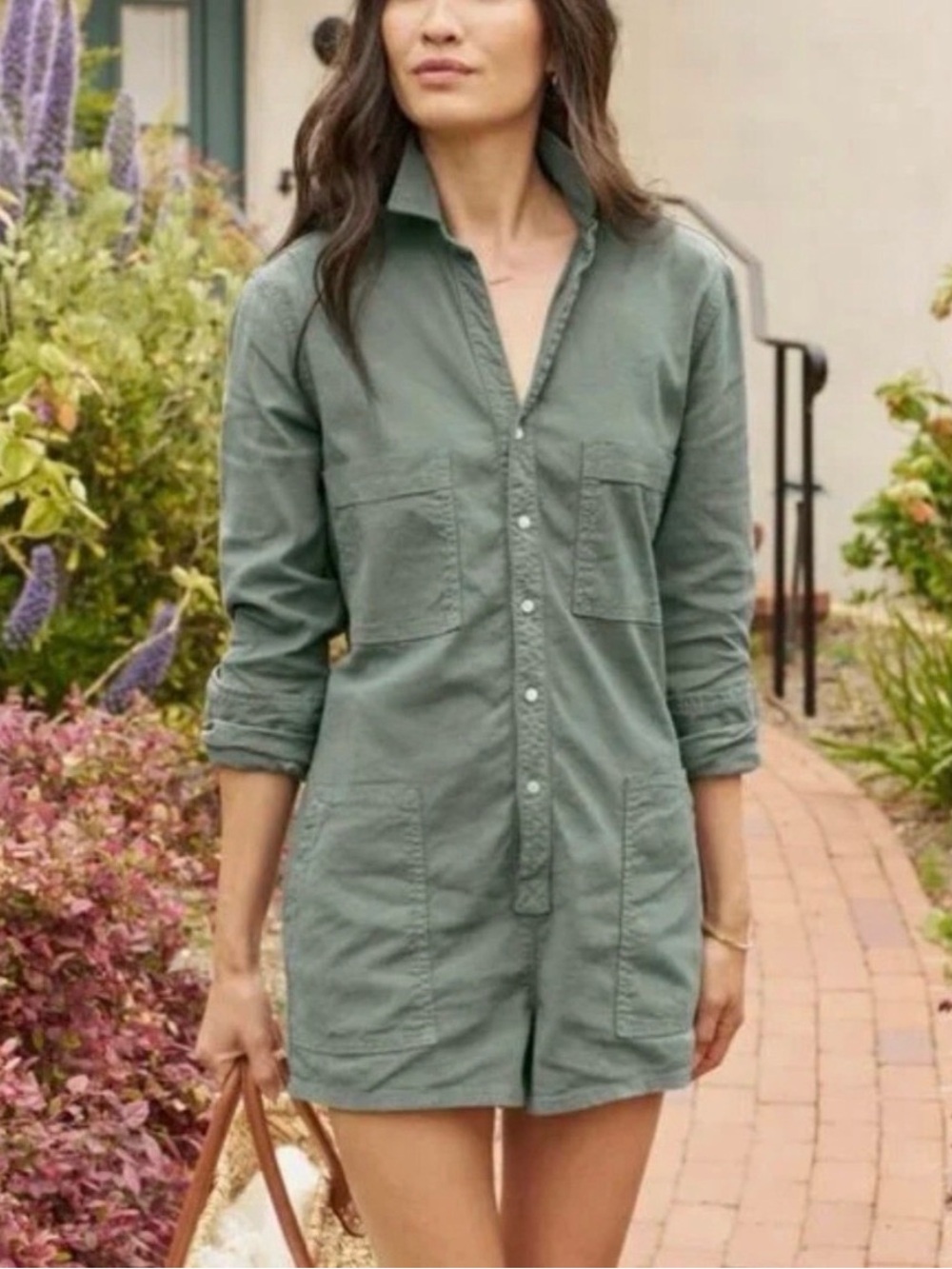Frank & Eileen Ireland Playsuit Utility‎ Romper Sage Size Large